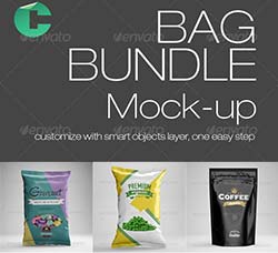 三套膨化食品包装袋展示模型：Bags Bundle Mock-up